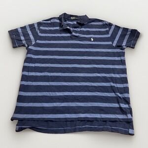 Polo Ralph Lauren Blue Big Stripes XXL Collared Shirt Men's White Pony